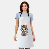 Tablier Kawaii Chat Halloween Anime Boba Thé Buble Lait Te (Porté)