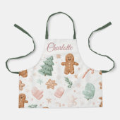 Tablier Kawaii Christmas Pattern | Custom Name Kids Apron (Recto)