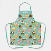Tablier Kawaii Cupcake Dessert Sweet Lover Design Turquois (Recto)