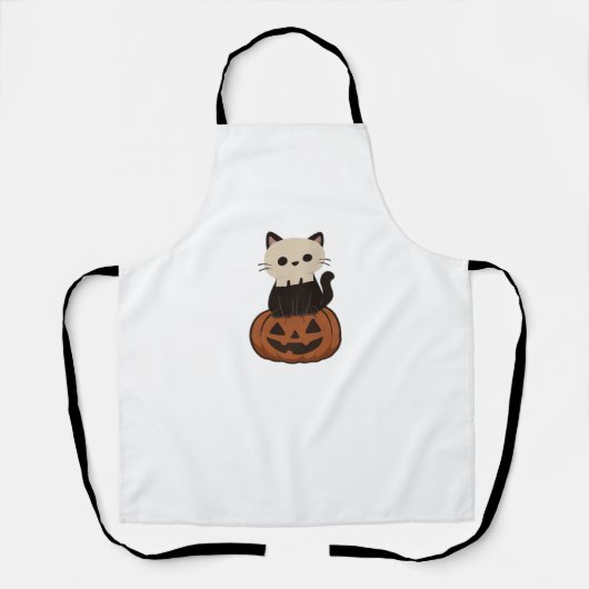 Tablier Kawaii Halloween Chat et T-shirt classique citroui (Recto)