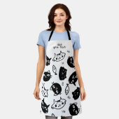 Tablier Kawaii moderne Funny Black White Cute Cats Motif (Porté)