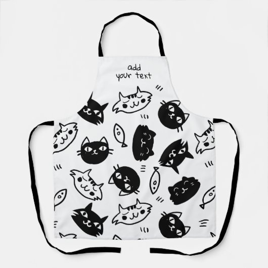 Tablier Kawaii moderne Funny Black White Cute Cats Motif (Recto)