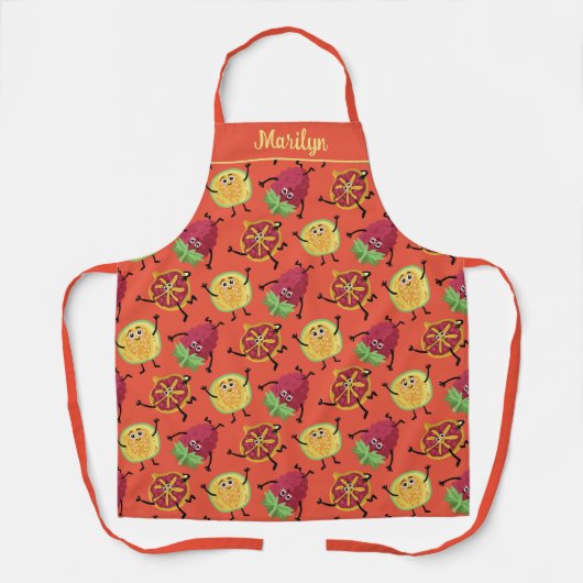 Tablier Kawaii Pamplemousse Dragon Fruit Orange (Recto)