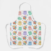 Tablier Kawaii Pastel Cats and Flowers Pattern Apron (Recto)