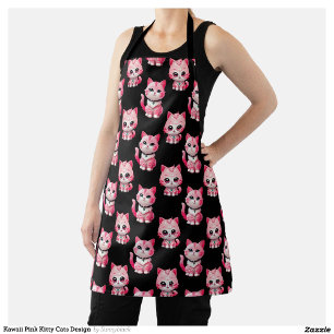 Tablier Kawaii Rose Kitty Cats Design