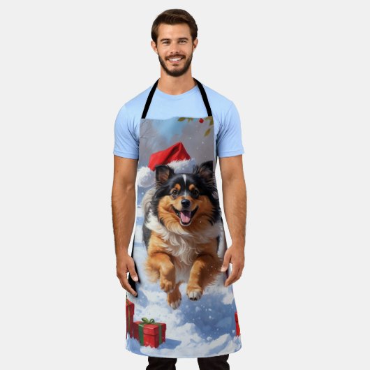 Tablier Keeshond Chien courant dans la neige avec le Casqu (Porté)