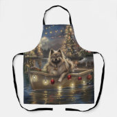 Tablier Keeshond Noël Festive Voyage (Recto)