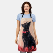 Tablier Kelpie australien avec des roses - Saint-Valentin (Porté)