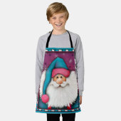 Tablier Kid’s Cute Père Noël Nom Customisé Blue Pink (Porté)