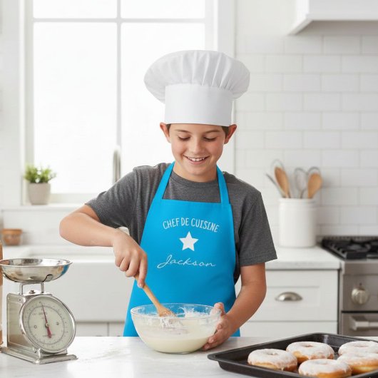 Tablier kids apron blue - baking apron for kids