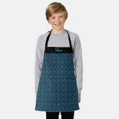 Tablier Kids' Blue Geometric Pattern Custom Name Apron (Porté)