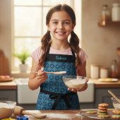 Tablier Kids' Blue Geometric Pattern Custom Name Apron