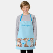 Tablier Kid's cute animals stars add name blue (Porté)