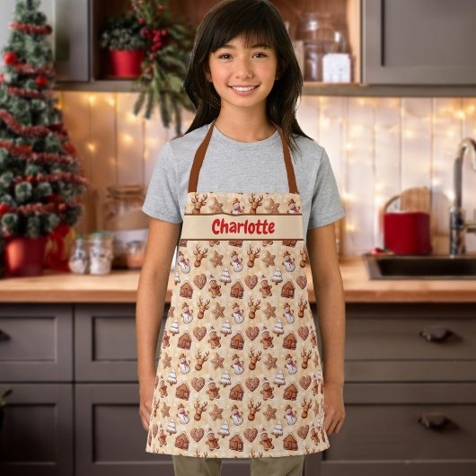 Tablier Kids Gingerbread Cookies Christmas Brown 