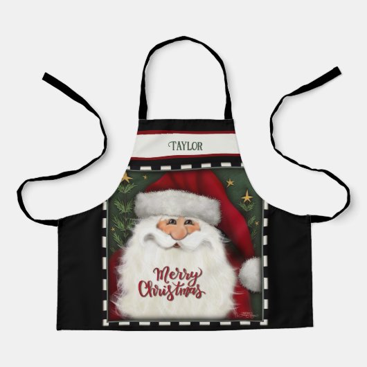 Tablier Kid's mignon Père Noël personnalisé Joyeux Noël (Recto)