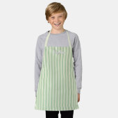 Tablier Kids' Sage Green Stripe Custom Name Apron (Porté)