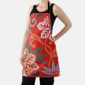 Tablier Kimono japonais hawaïen rouge : Vintage floral (Insitu)