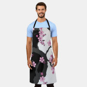 Tablier Kimono japonais Sakura noir et blanc (Porté)