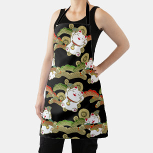 Tablier Kimono Motif maneki nekko Japonais Print Apron
