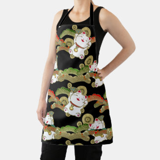 Tablier Kimono Motif maneki nekko Japonais Print Apron