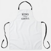 Tablier King of the Grill blanc noir texte personnalisé él (Recto)