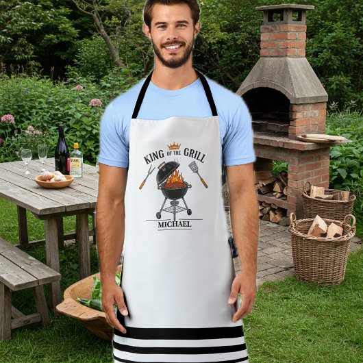 Tablier King of the Grill White Striped Apron