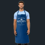 Tablier King of the Kitchen Crown Foodie Papa Homme Marine<br><div class="desc">Classic Moderne Elégant Roi de la Couronne de cuisine Foodie Papa Père pour hommes Marine Bleu Apron</div>