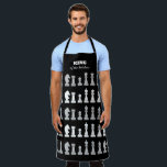 Tablier King Of The Kitchen Échecs noir blanc Motif Ap<br><div class="desc">Tablier d'échecs classique noir et blanc pour les amateurs d'échecs,  avec des figures d'échecs dans un motif géométrique. Design moderne des pièces d'échecs</div>