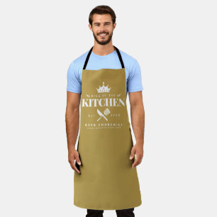 Tablier King of the Kitchen Foodie Men Or personnalisé