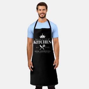Tablier King of the Kitchen Foodie Men Personnalisé Noir