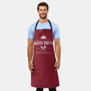 Tablier King of the Kitchen Foodie Men Personnalisé Rouge