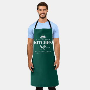 Tablier King of the Kitchen Foodie Men Personnalisé Vert