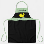 Tablier King of the kitchen name crown green (Recto)
