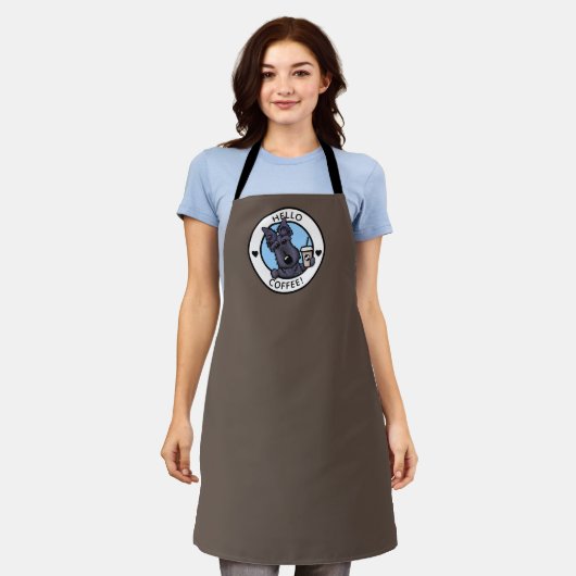 Tablier KiniArt Scotti Terrier Coffee All-Over Imprimer Ta (Porté)