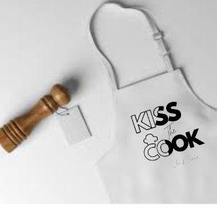 Tablier Kiss the COOK Name Black Modern Adult Apron