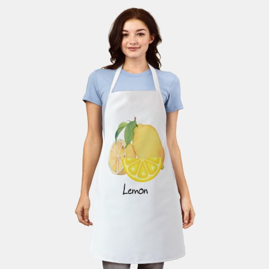 Tablier Kitchen apron with a fresh and refreshing lemon de (Porté)