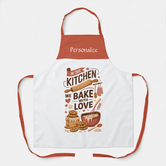 Tablier Kitchen Bake With Love Quote Personalized Gift (Recto)