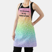 Tablier Kitchen is My Happy Place Doodles Rainbow Apron (Insitu)