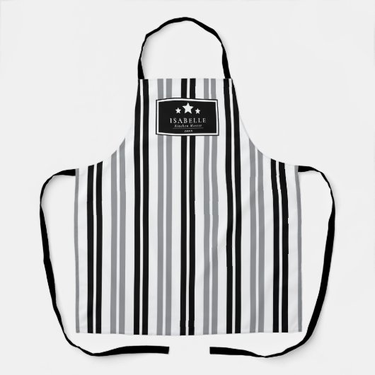 Tablier Kitchen Master Stars black and grey stripes Apron (Recto)