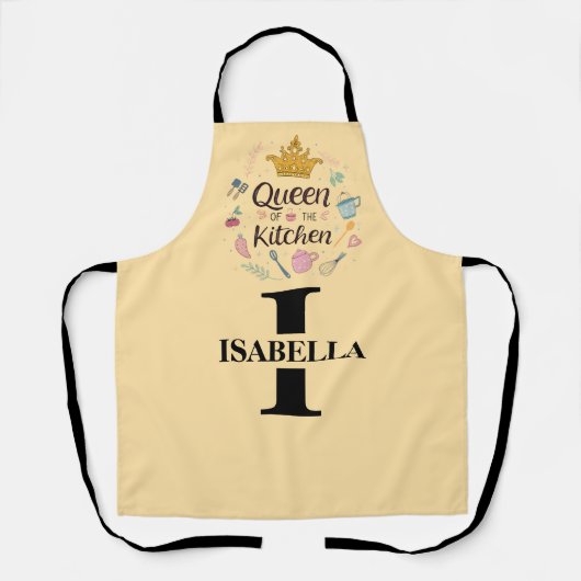 Tablier Kitchen Queen Name Monogram Design (Recto)