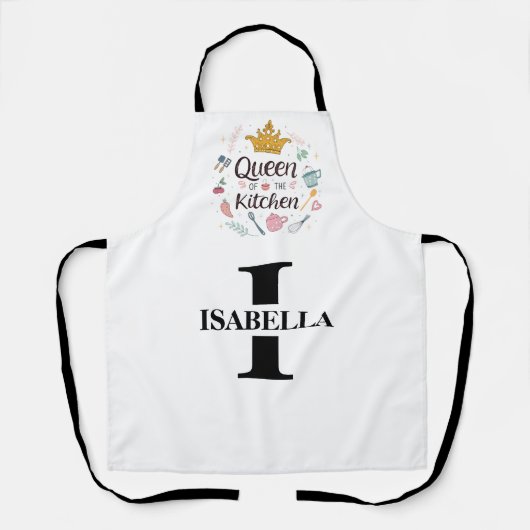 Tablier Kitchen Queen Name Monogram Design (Recto)