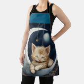 Tablier Kitten Asleep Sur L'Objet Crescent Moon (Insitu)