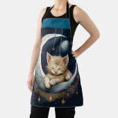 Tablier Kitten Asleep Sur L'Objet Crescent Moon (Insitu)
