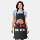 Tablier Kitty Halloween Maison Hantée Design de Chat_1 (Porté)