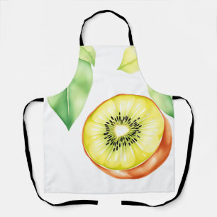 Tablier Kiwi juteux en aquarelle sur Arrière - plan blanc