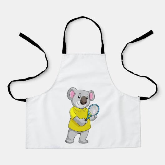 Tablier Koala à Tennis avec raquette de tennis (Recto)