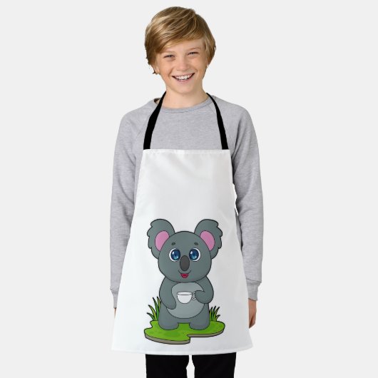 Tablier Koala avec tasse de café (Porté)