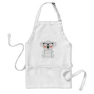 Tablier Koala mignon à l'aquarelle avec des lunettes
