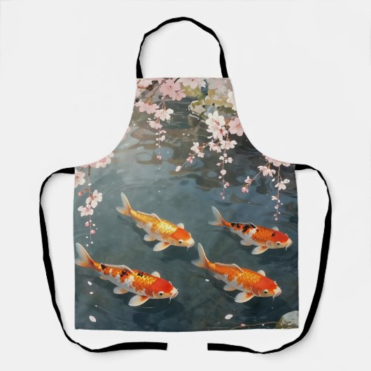 Tablier Koi Pond Cherry Blossom Serenity (Recto)