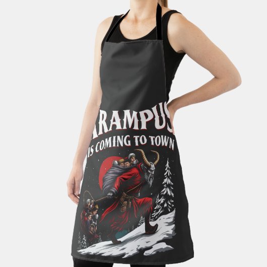 Tablier Krampus arrive à Town Krampus Noël (Insitu)